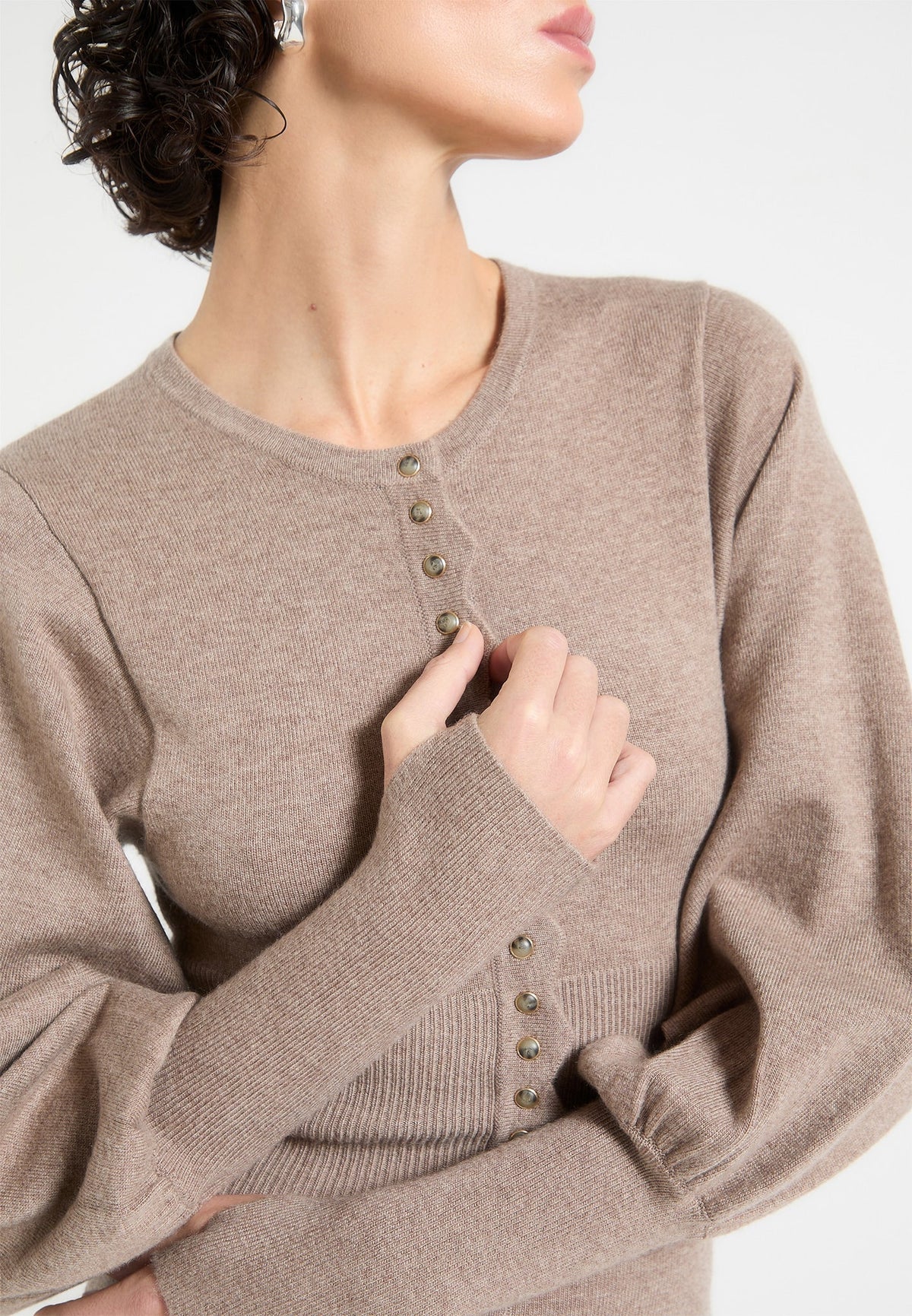 Michele - Knitted Scallop Hem Playsuit - Taupe