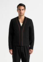 alain-tailored-cardigan-with-contrast-placket-black