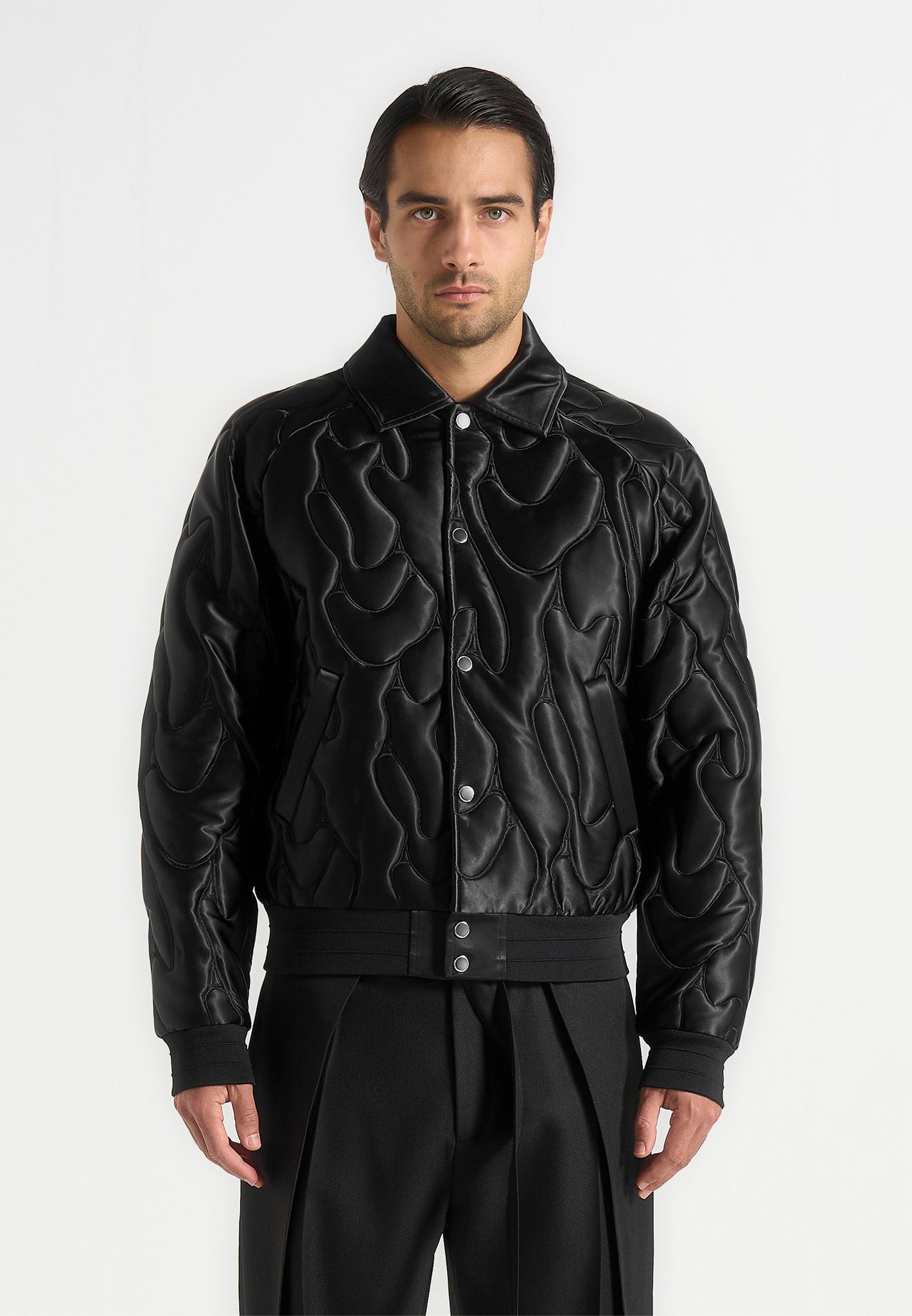 Ugo - Satin Embroidered Jacket - Black 