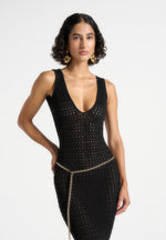 myriam-pointelle-plunge-midaxi-dress-with-chain-black