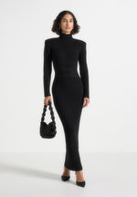 hana-wide-shoulder-knit-dress-with-waist-tie-black