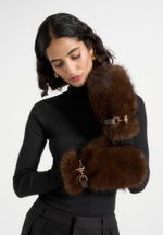 Alva - Fur Mitten Gloves - Brown