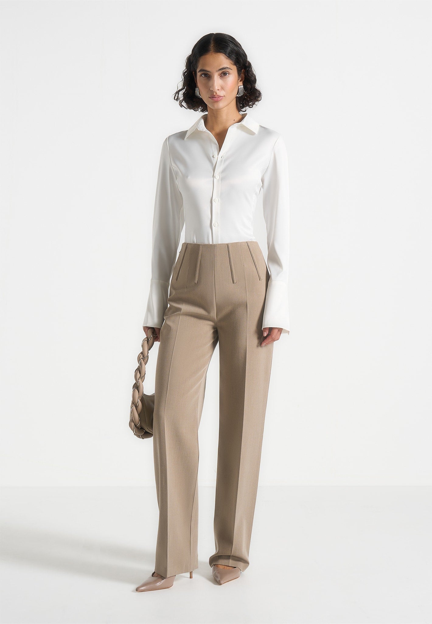 Rafaela - Corset Waist Tailored Trousers - Beige