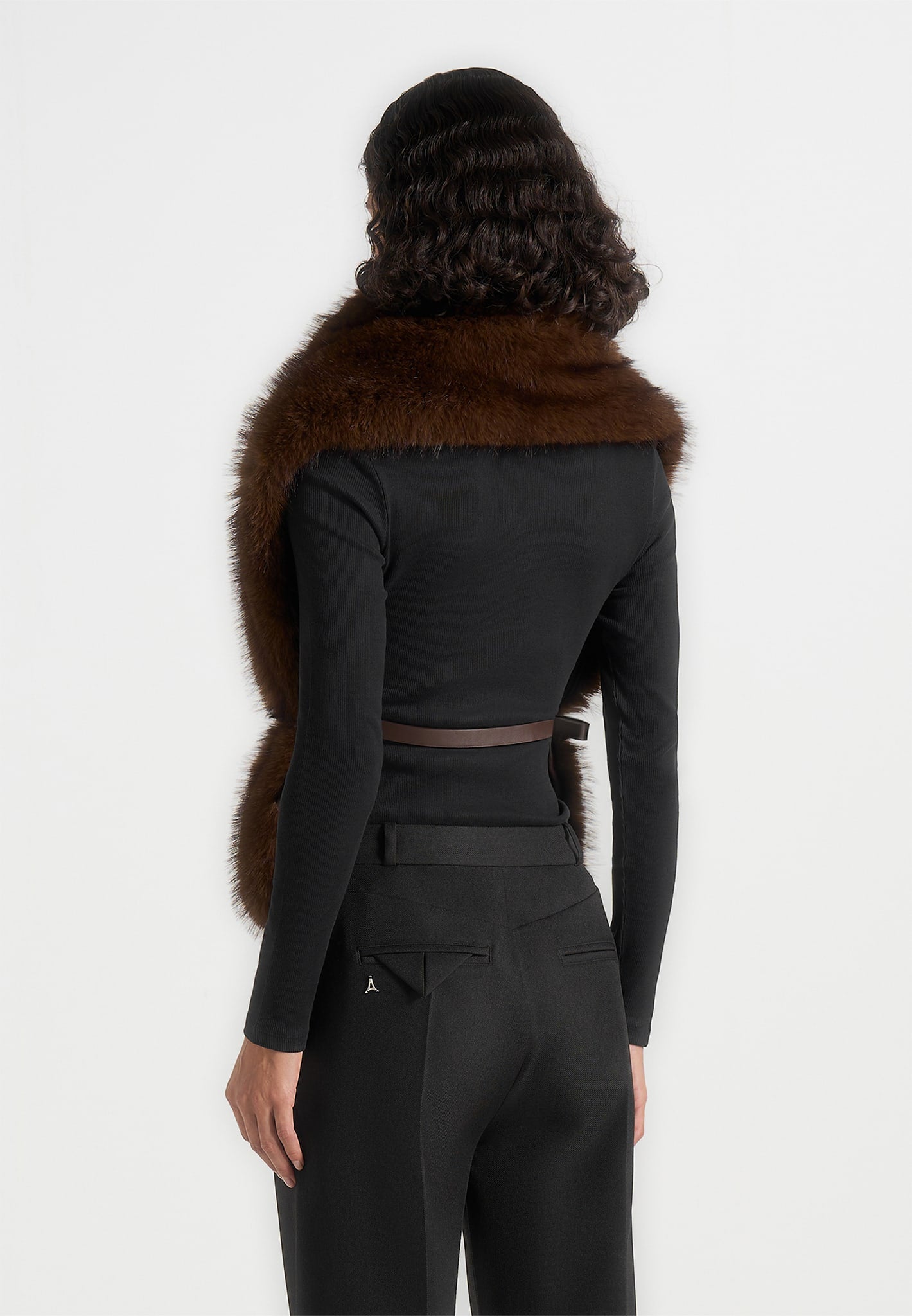 lira-fur-gilet-with-belt-dark-brown