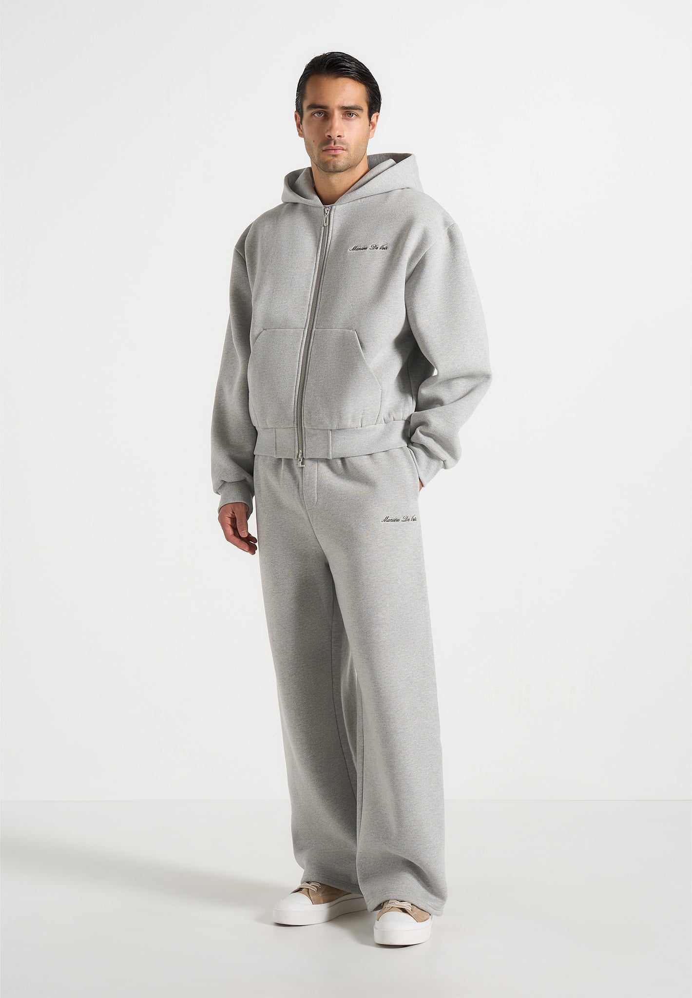 Taylor - Unisex Signature Wide Leg Joggers - Marl Grey
