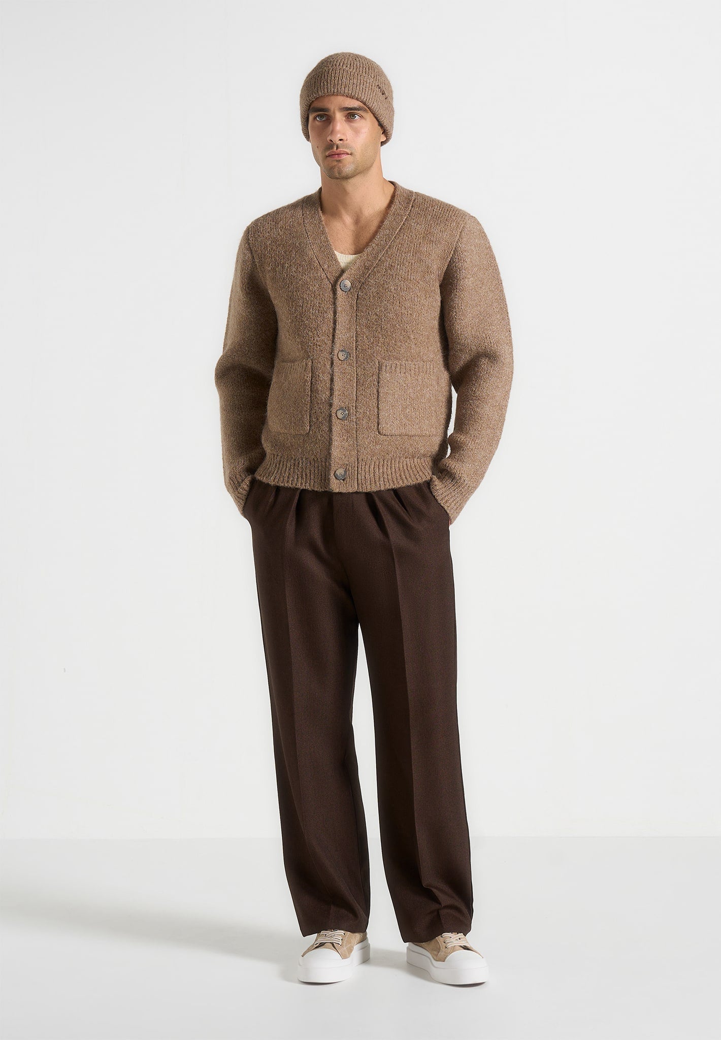 Aldo - Wool Knit Cardigan - Taupe 