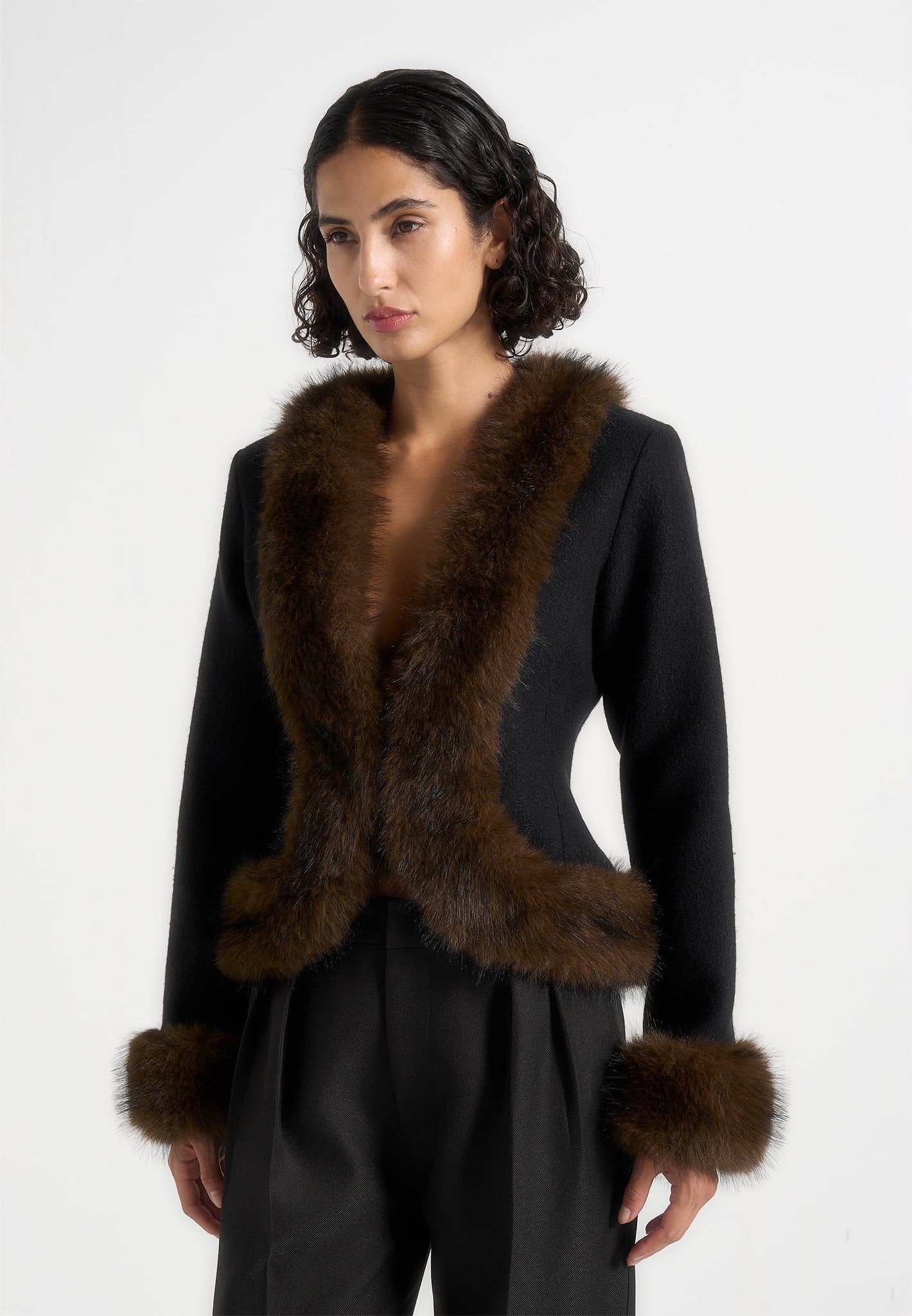lina-sculpted-wool-fur-trim-jacket-black
