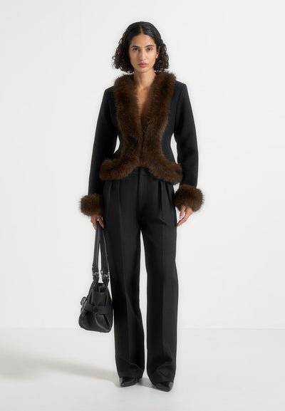 lina-sculpted-wool-fur-trim-jacket-black