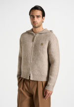 Billie - Unisex Brushed Wool Zip Hoodie - Beige
