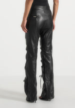 vegan-leather-ruched-trousers-black
