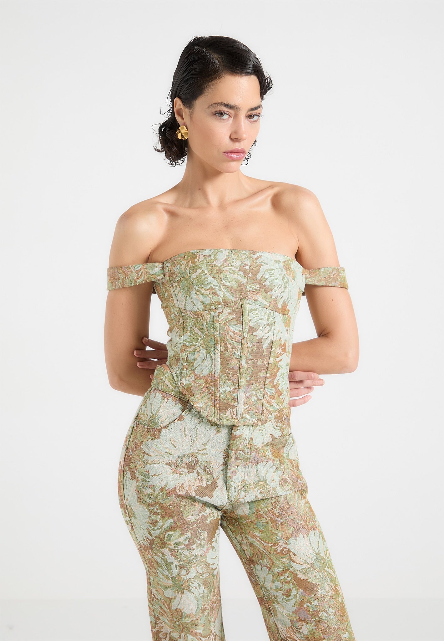 bonnie-jacquard-bardot-corset-top-sage 
