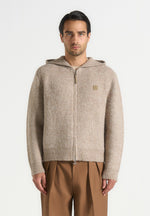 Billie - Unisex Brushed Wool Zip Hoodie - Beige