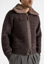 ariel-unisex-plush-collar-speckled-knit-jacket-brown