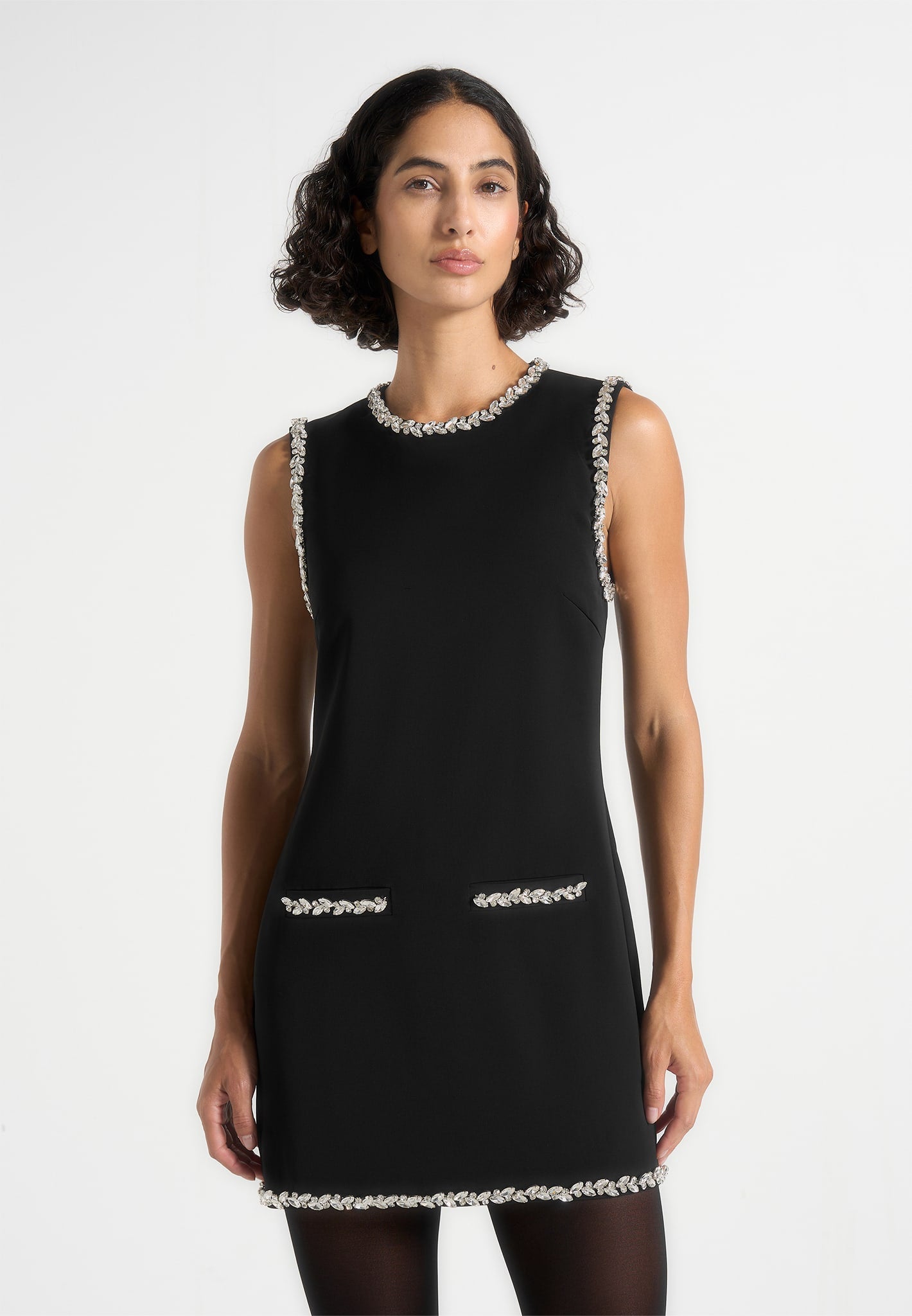 Cia - Embellished Sheath Mini Dress - Black 