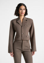 Prisca - Tailored Cropped Blazer - Taupe