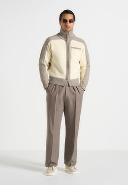 rene-colour-block-zip-through-cardigan-cream-beige
