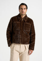 David - Plush Cable Embossed Jacket - Brown