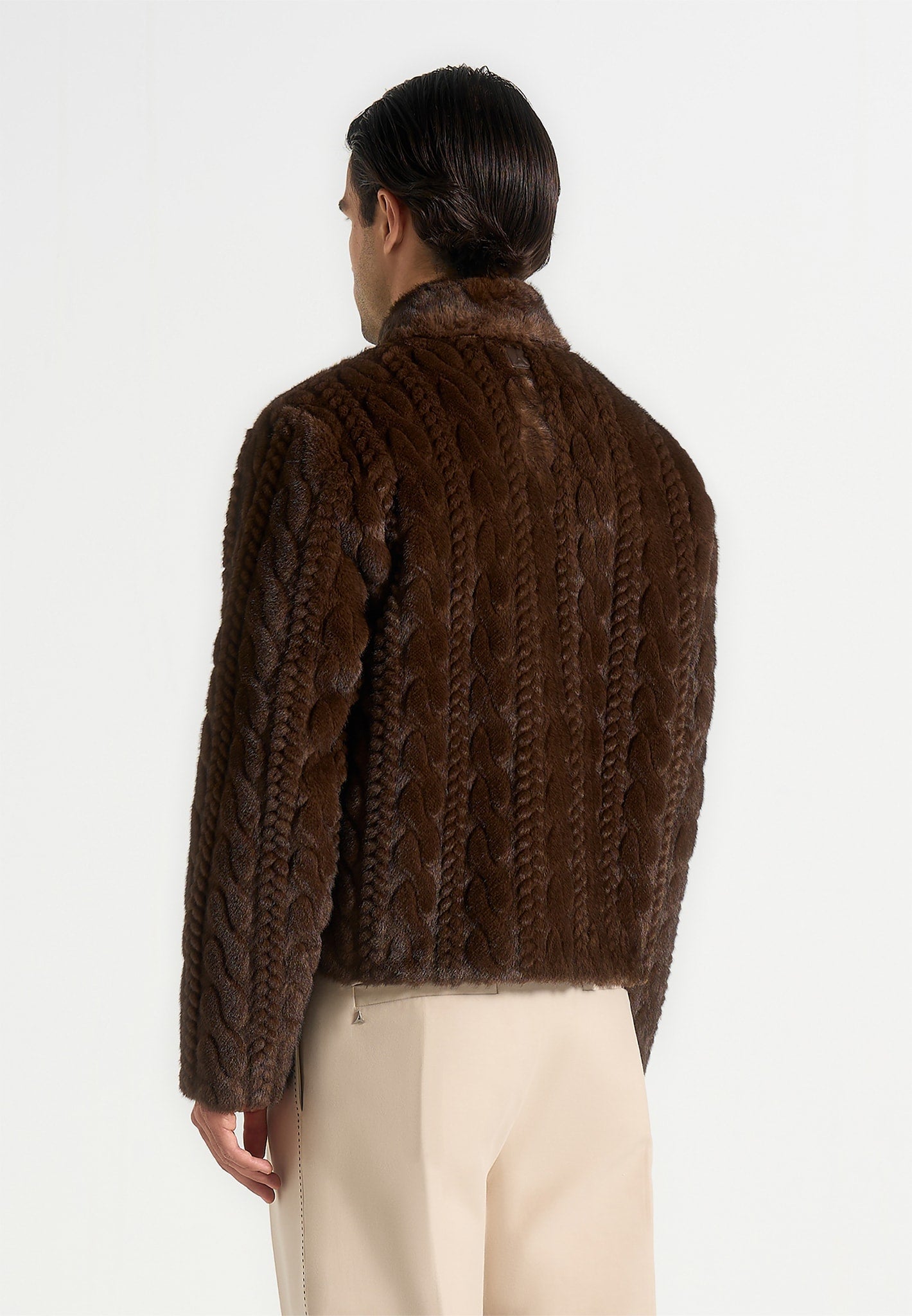 David - Plush Cable Embossed Jacket - Brown