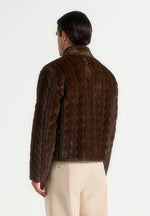 David - Plush Cable Embossed Jacket - Brown