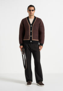 Elon - Wool Knit Contrast Cardigan - Brown