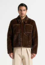 David - Plush Cable Embossed Jacket - Brown