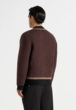 Elon - Wool Knit Contrast Cardigan - Brown