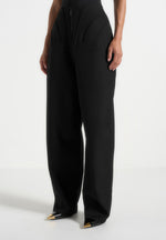 Réna - High Waisted Corset Sculptural Trousers - Black