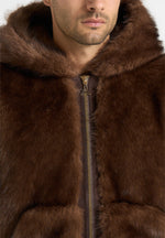 Ryan - Fur Hooded Jacket - Brown
