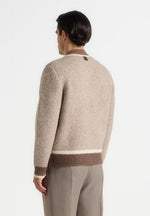 Elon - Wool Knit Contrast Cardigan - Beige