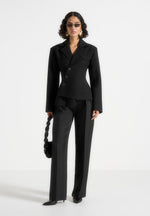 Thalia - Asymmetric Tailored Double Breasted Blazer - Black