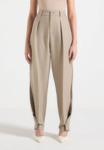 Sophie - Twist Leg Tailored Trousers - Taupe