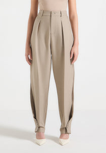 S⁠ophie - Twist Leg Tailored Pants - Beige