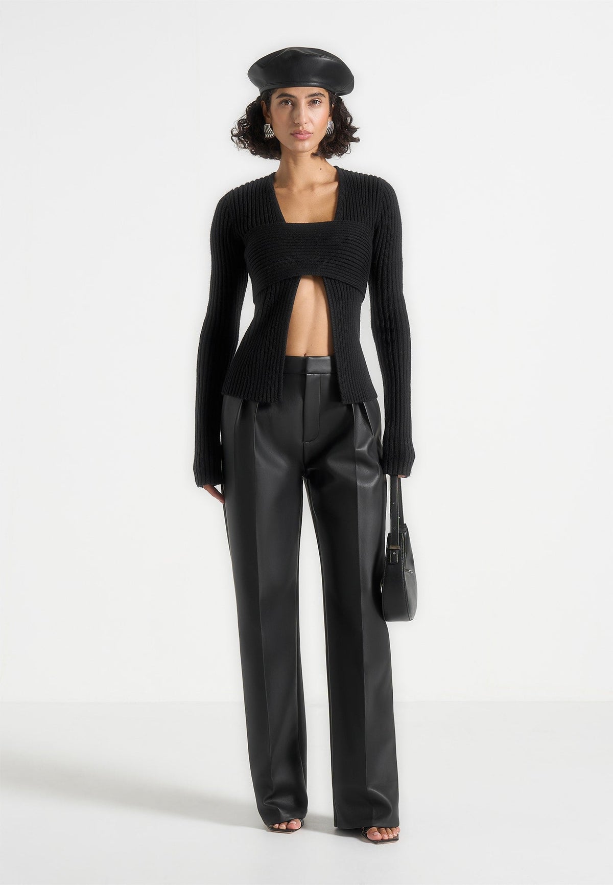 Marisa - 2-In-1 Knit Bandeau Cardigan - Black