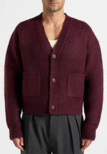Charlie - Unisex Knitted Cardigan - Wine Red