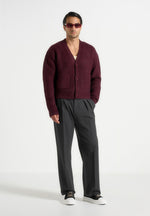 Charlie - Unisex Knitted Cardigan - Wine Red