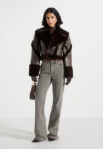 Kena - Vintage Leather & Plush 2-in-1 Gilet Jacket - Brown