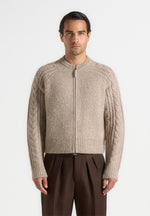 gaby-speckled-cable-knit-zip-cardigan-beige