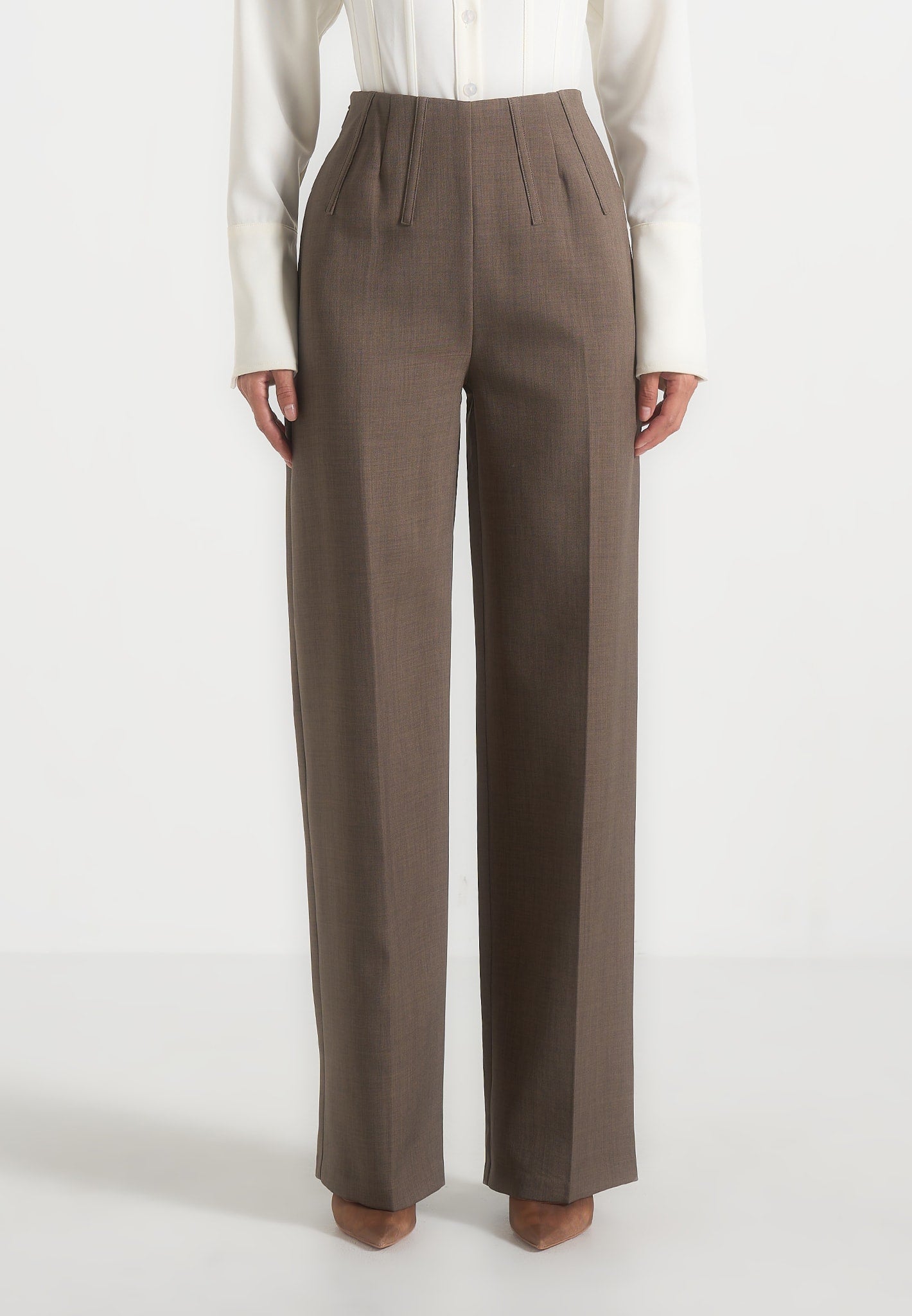 Rafaela - Corset Waist Tailored Trousers - Beige