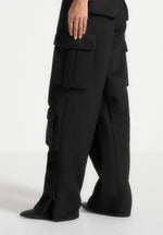 Emilie - Drill High Waisted Cargo Pants - Black