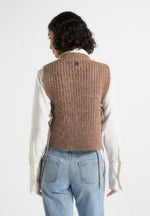 Danya - Wool Cable Knit Vest With Ties - Taupe