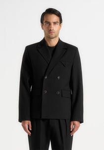 Didier - Double Breasted Tailored Suit Blazer - Black