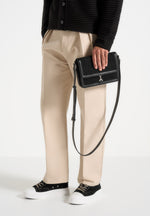 Misha - Suede & Leather Crossbody Bag - Black