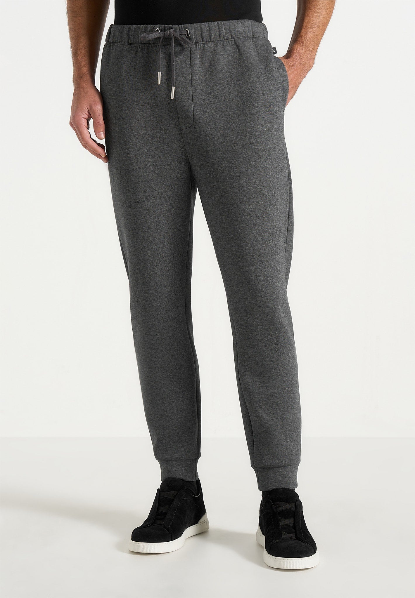 Dion - Neoprene Minimal Tapered Fit Cuffed Joggers - Charcoal Grey 