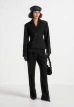 Thalia - Asymmetric Tailored Double Breasted Blazer - Black