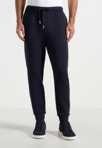 Dion - Neoprene Minimal Tapered Fit Cuffed Joggers - Navy