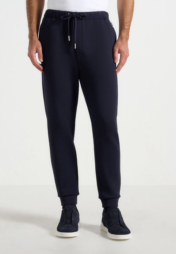 Dion - Neoprene Minimal Tapered Fit Cuffed Joggers - Navy