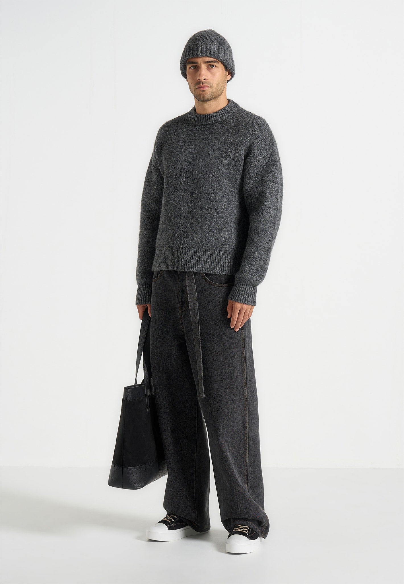Chris - Brushed Wool Knit Jumper - Grey 