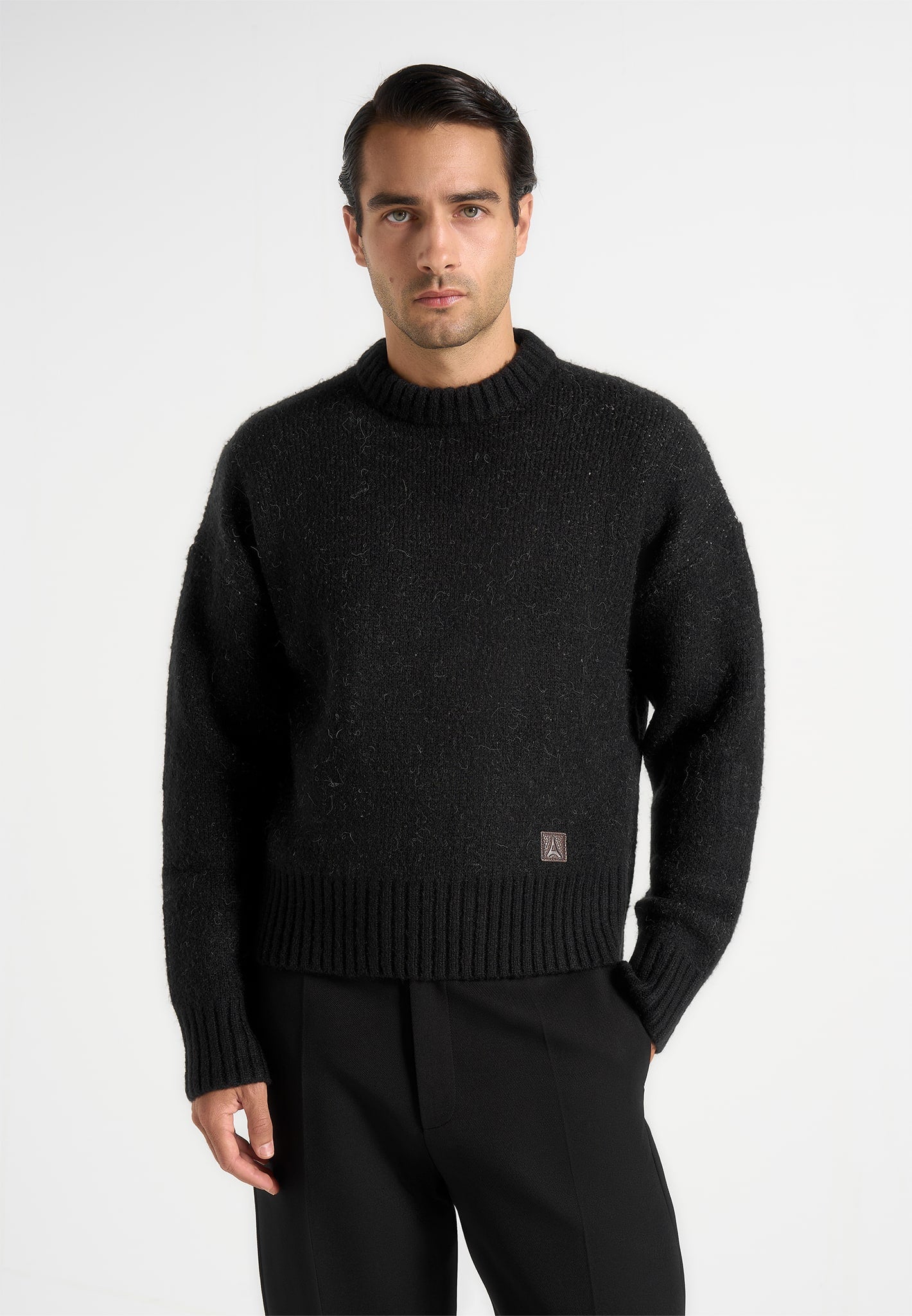 kamil-art-slogan-brushed-wool-knit-jumper-black