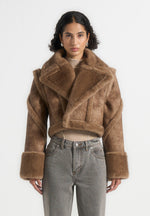Kena - Vintage Leather & Plush 2-in-1 Gilet Jacket - Taupe
