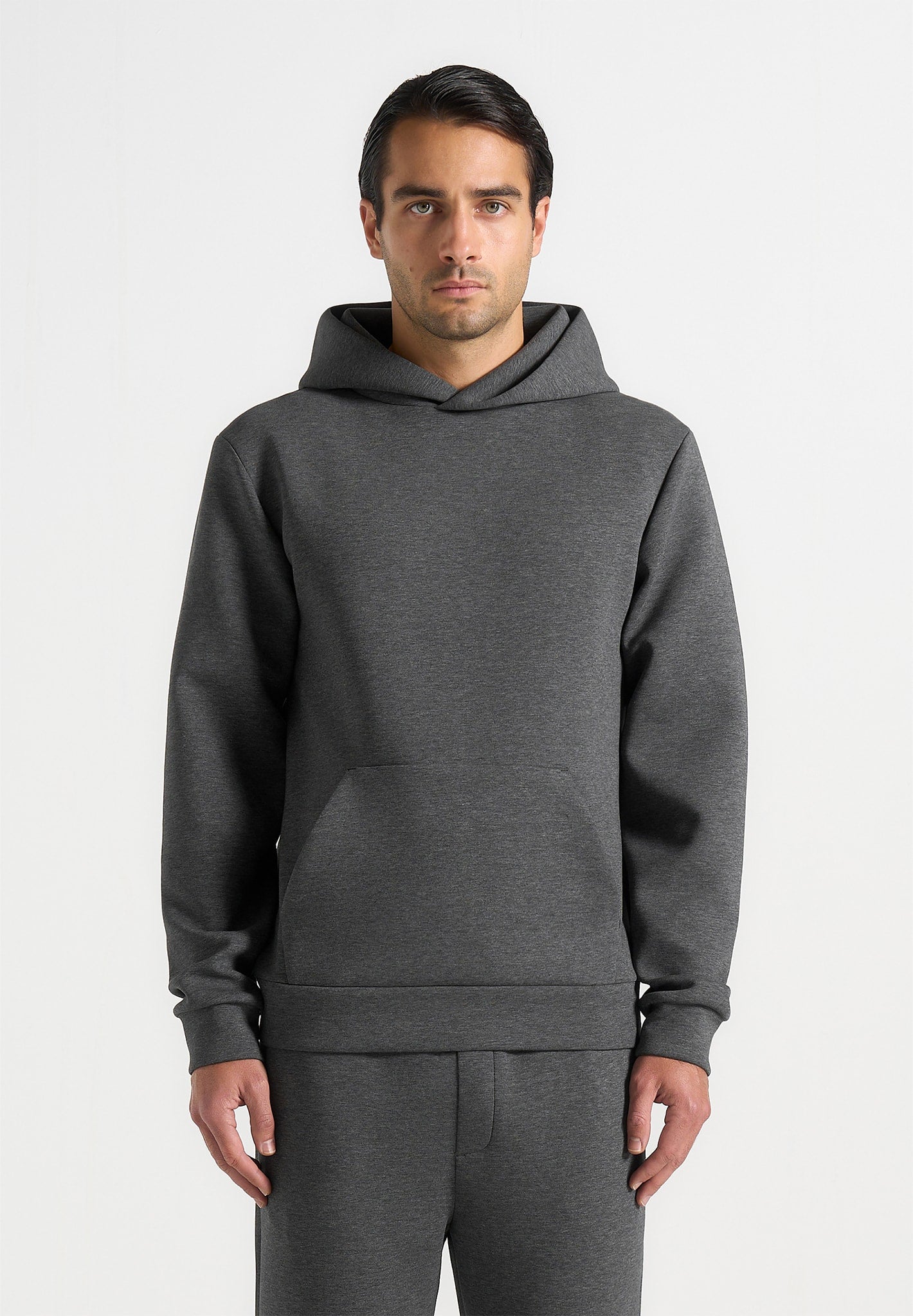 drew-neoprene-minimal-regular-fit-hoodie-charcoal-grey